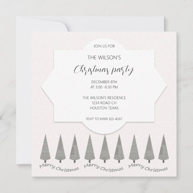 Invitación Cute Modern Houndstooth Feliz Navidad (Anverso)