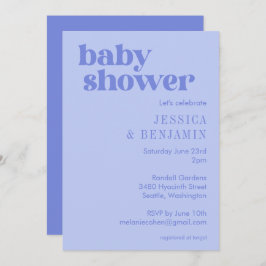 Invitación Cute Modern Periwinkle Purple Baby Shower