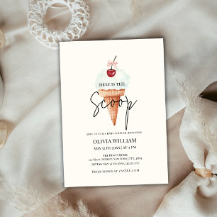 Invitación Cute moderno Cherry Scoop Ice Cream Baby Shower