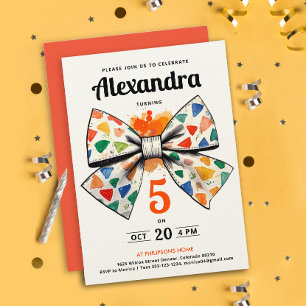 Invitación Cute moderno Naranja colorido color Fiesta Bow acu