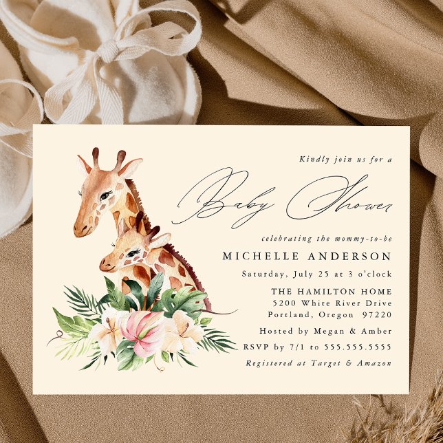 Invitación Cute Mom and Baby Giraffe Baby Shower (Subido por el creador)