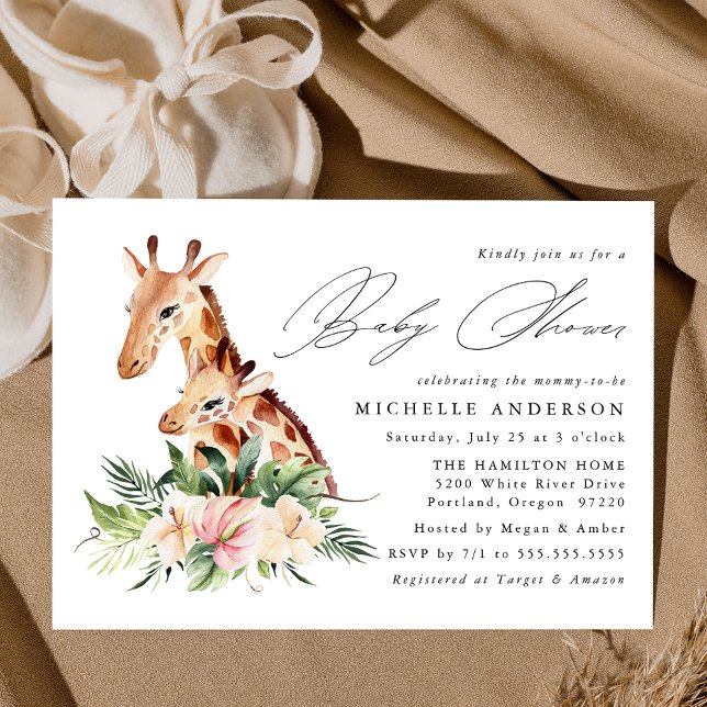 Invitación Cute Mom and Baby Giraffe Baby Shower (Subido por el creador)
