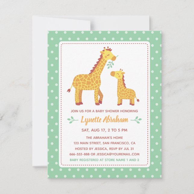 Invitación Cute Mom and Child Giraffe Baby Shower (Anverso)