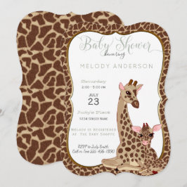 Invitación Cute Mom & Baby Giraffe Animal Tema Baby Shower