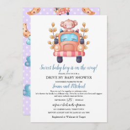 Invitación Cute Monkey Boy Baby Shower Drive Through