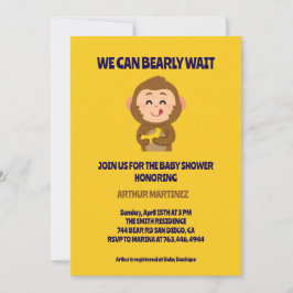 Invitación Cute Monkey Theme Boy Baby Shower