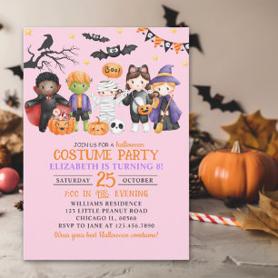 Invitación Cute Monster Halloween Costume Party For Kids