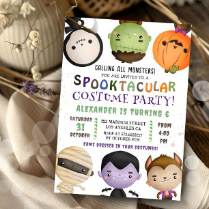 Invitación Cute Monster Kids Costume fiesta de cumpleaños de 