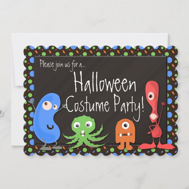 Invitación Cute Monster Kids Fiesta de disfraces de Halloween (Anverso)