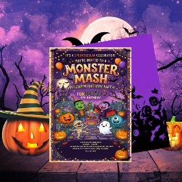 Invitación Cute Monster Mash Halloween Kids Birthday Party 