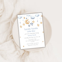 Cute Moon & Stars Twinkle Twinkle Baby Shower
