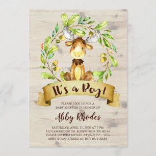 Invitación Cute Moose Baby Shower