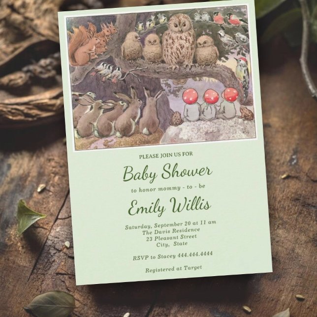Invitación Cute Mushroom Woodland Animals Baby Shower (Subido por el creador)