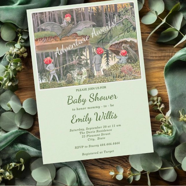 Invitación Cute Mushroom Woodland Frog Baby Shower (Subido por el creador)