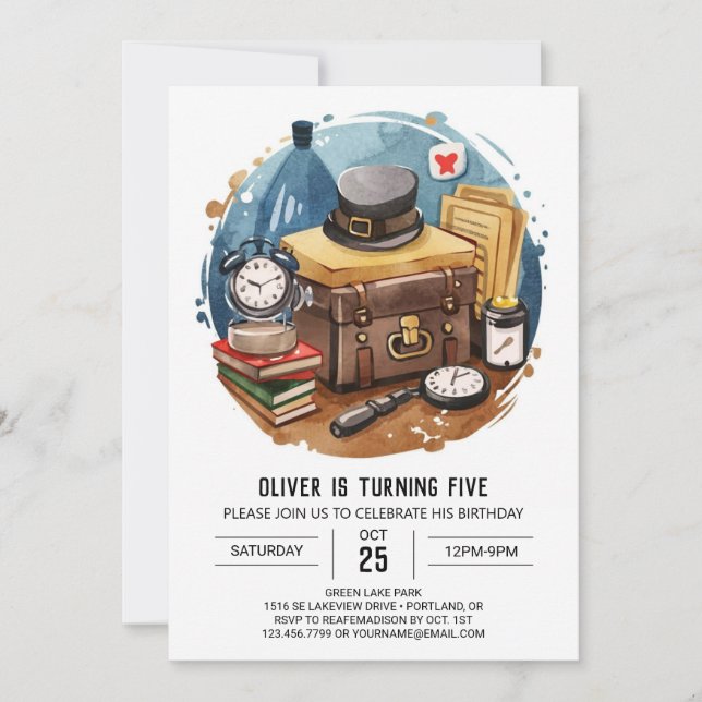 Invitación Cute Mystery Detective Birthday (Anverso)