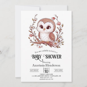 Invitación Cute Mystical Owl Baby Shower