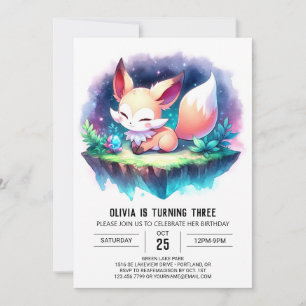 Invitación Cute Nature Fox Birthday digital