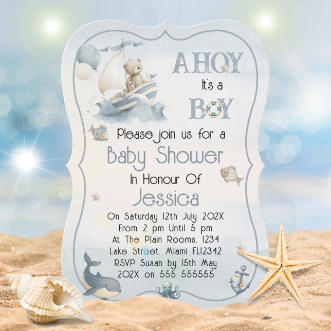Invitación Cute Nautical Boy Baby Shower Invitation (Subido por el creador)