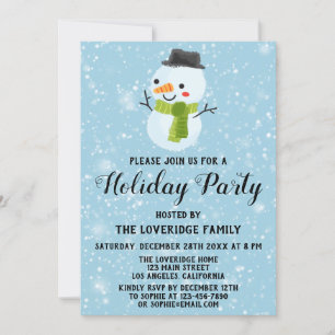 Invitación Cute Navidad Muñeco de Nieve Fiesta Partido Nieve 