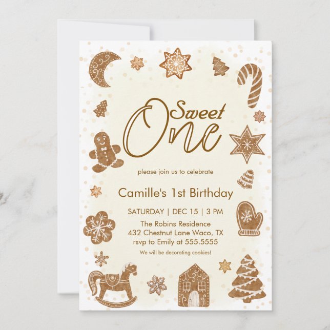 Invitación Cute Navidades Cookie Sweet (cualquier edad) cumpl (Anverso)