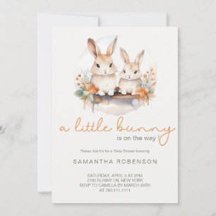 Invitación Cute Neutral Baby Mamá Bunny Floral Baby Shower