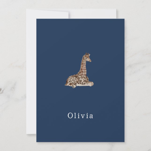Invitación Cute Neutral Birth Announcement Giraffe Card (Anverso)