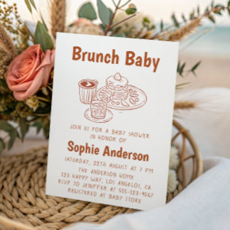 Invitación Cute Neutral Coffee & Pancakes Brunch Baby Shower