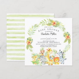 Invitación Cute Neutral Jungle Animals Baby Shower