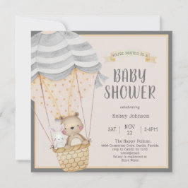 Invitación Cute Neutral Woodland Zoo Animals Baby Shower