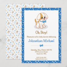 Cute Niño Perro Pajarita Azul Personalizado Baby S