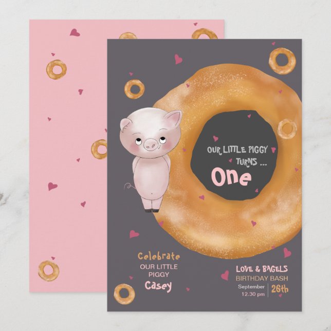 Invitación Cute "NUESTRA PEQUEÑA IGGIA" | "Amor y engaños" (Anverso / Reverso)