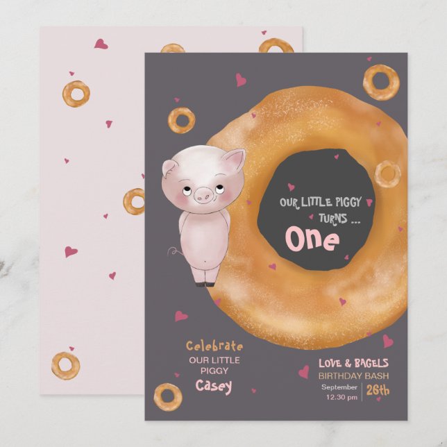 Invitación Cute "NUESTRA PEQUEÑA IGGIA" | "Amor y engaños" (Anverso / Reverso)