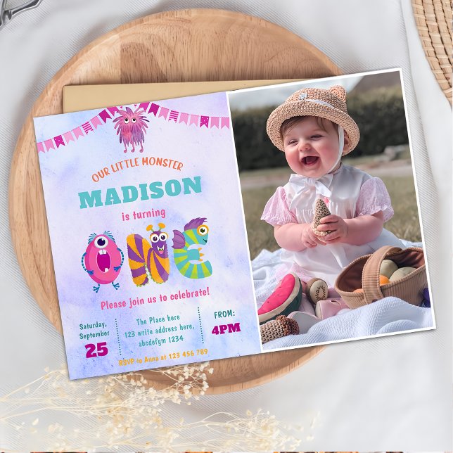 Invitación Cute nuestro pequeño Monstruo Foto de cumpleaños (Subido por el creador)