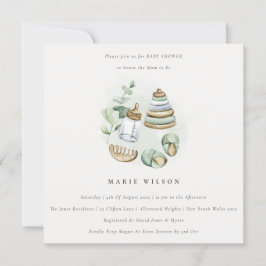 Invitación Cute Nursery Essential Leafy Green Baby Shower