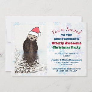 Invitación Cute Nutria con un sombrero de Santa Otterly Incre