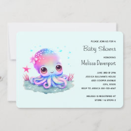 Invitación Cute Octopus Sea Creature Baby Shower