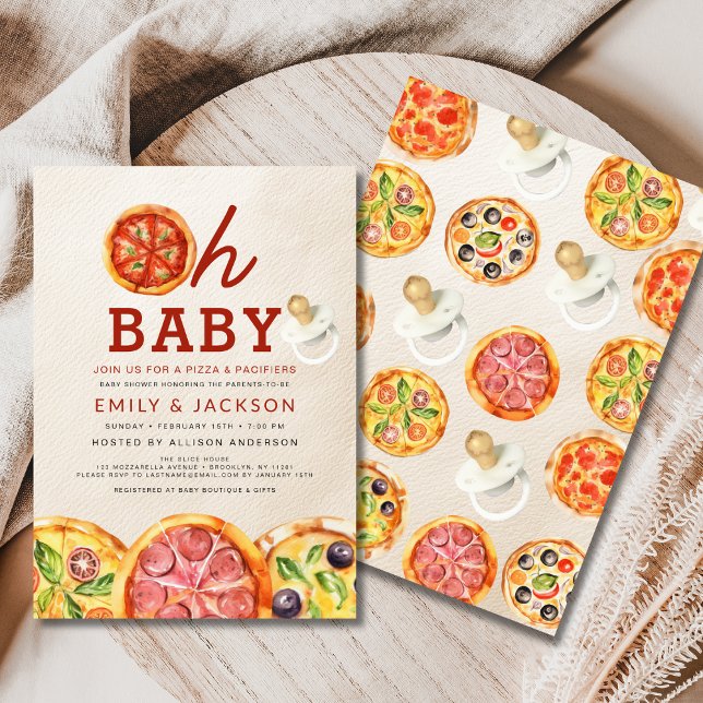 Invitación Cute Oh Baby Pizza y Pacificadores Baby Shower (Subido por el creador)