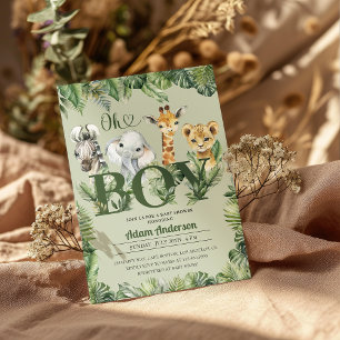 Invitación Cute Oh Boy Jungle Safari Baby Shower