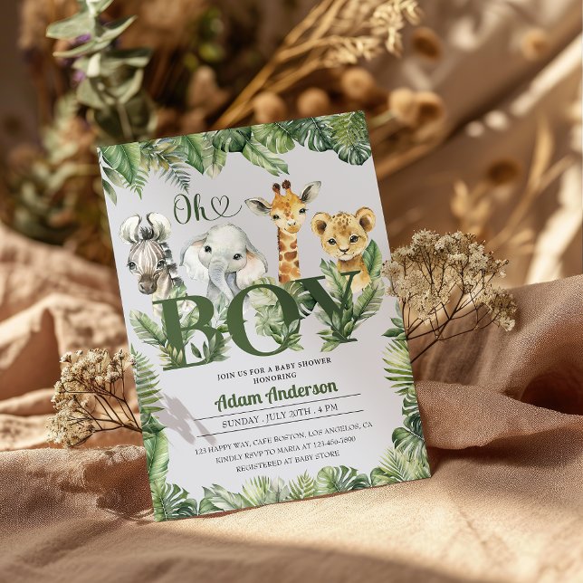 Invitación Cute Oh Boy Jungle Safari Baby Shower (Subido por el creador)