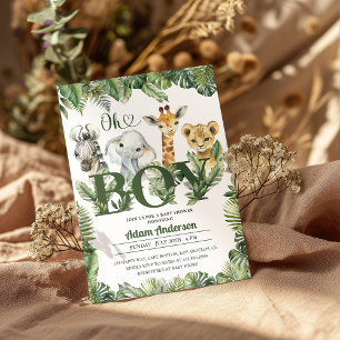 Invitación Cute Oh Boy Jungle Safari Baby Shower