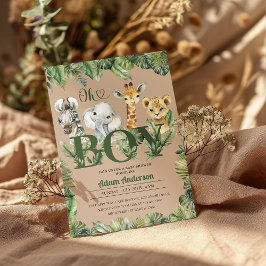Invitación Cute Oh Boy Jungle Safari Baby Shower