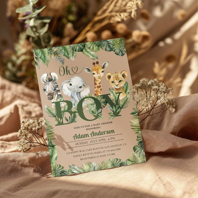 Invitación Cute Oh Boy Jungle Safari Baby Shower (Subido por el creador)