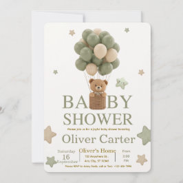 Invitación Cute Olive Green Boy Baby Shower Invitation