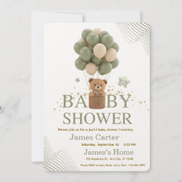 Invitación Cute Olive Green Boy Baby Shower Invitation