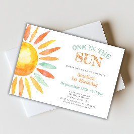 Invitación Cute One In The Sun Acuarela Fiesta de Cumpleaños