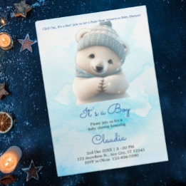 Invitación Cute oso Polar Invierno Azul Baby Shower Su Niño