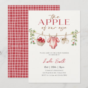Invitación Cute Otoño Ropa de bebé manzana Cordel Fiesta de b