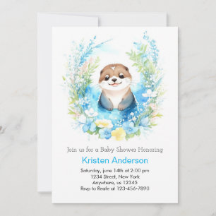 Invitación Cute Otter Encantado Wonderland Boy Baby Shower