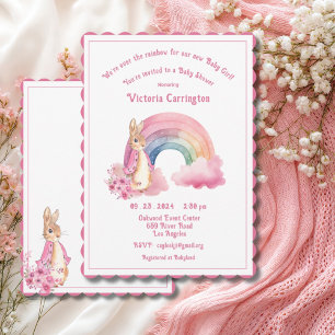 Invitación Cute Over the Rainbow Pink Watercolor Baby Shower