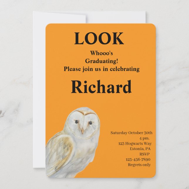 Invitación Cute Owl Graduation Invitation   (Anverso)